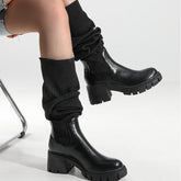 Stiefel im britischen Stil mit klobigen Absätzen und dicker Sohle